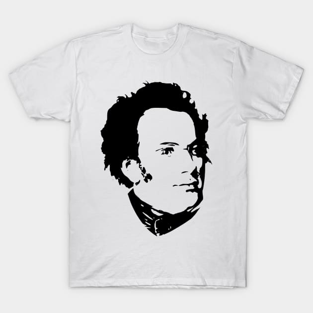Franz Schubert Black On White T-Shirt by Nerd_art